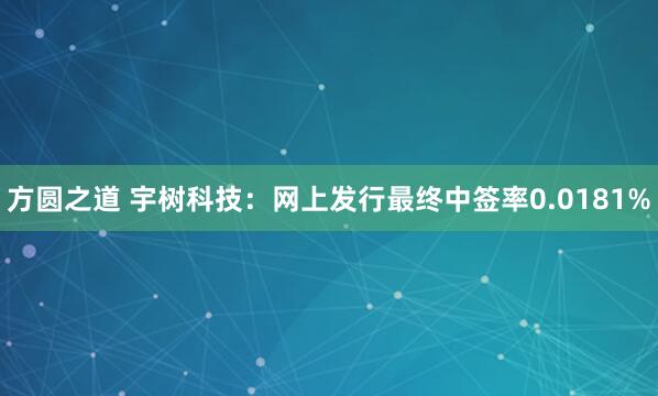 方圆之道 宇树科技:网上发行最终中签率0.0181%